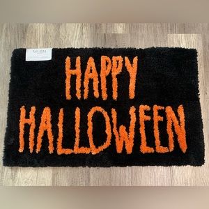 New Black Happy Halloween bath mat shag rug black orange Rae dunn